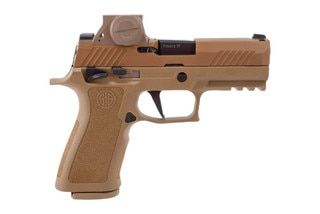 Sig M17 semi-auto pistol with red dot, coyote.